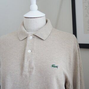 Lacoste Beige Tan Oatmeal Long Sleeve Mens Polo Top Size Large